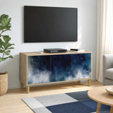 Wooden TV Stand 102cm Wide With 3 Doors - Raalte