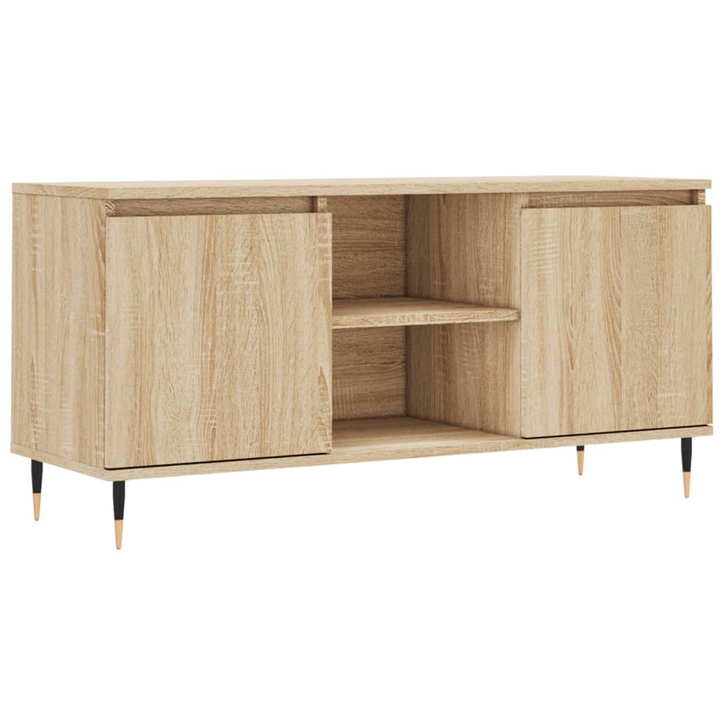 Wooden TV Stand 104cm Wide With 2 Doors - Vantage Home