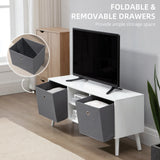 Wooden TV Stand 110cm Wide With Foldable Drawers - Velmora