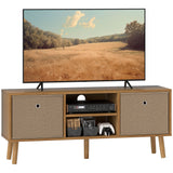 Wooden TV Stand 110cm Wide With Foldable Drawers - Velmora