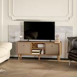 Wooden TV Stand 110cm Wide With Foldable Drawers - Velmora