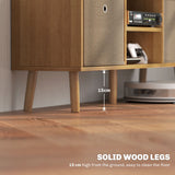 Wooden TV Stand 110cm Wide With Foldable Drawers - Velmora