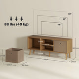 Wooden TV Stand 110cm Wide With Foldable Drawers - Velmora