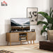 Wooden TV Stand 110cm Wide With Foldable Drawers - Velmora