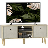 Wooden TV Stand 110cm Wide With Foldable Drawers - Velmora