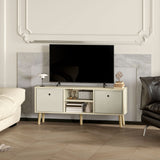 Wooden TV Stand 110cm Wide With Foldable Drawers - Velmora