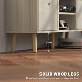 Wooden TV Stand 110cm Wide With Foldable Drawers - Velmora