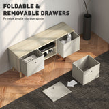 Wooden TV Stand 110cm Wide With Foldable Drawers - Velmora