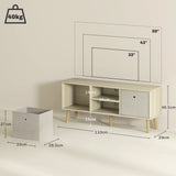 Wooden TV Stand 110cm Wide With Foldable Drawers - Velmora