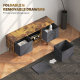 Wooden TV Stand 110cm Wide With Foldable Drawers - Velmora
