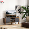 Wooden TV Stand 110cm Wide With Foldable Drawers - Velmora
