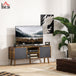 Wooden TV Stand 110cm Wide With Foldable Drawers - Velmora