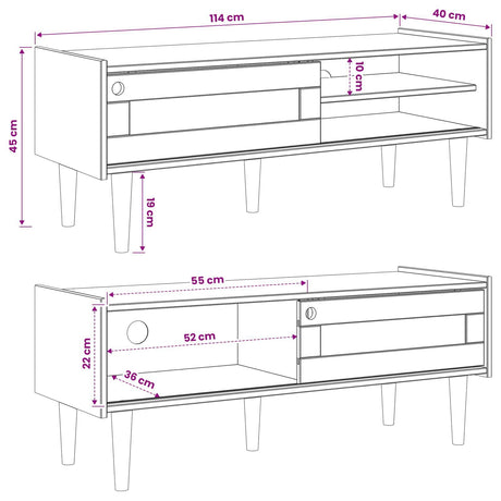 Wooden TV Stand 114m Wide With 1 Sliding Door - Bilbao