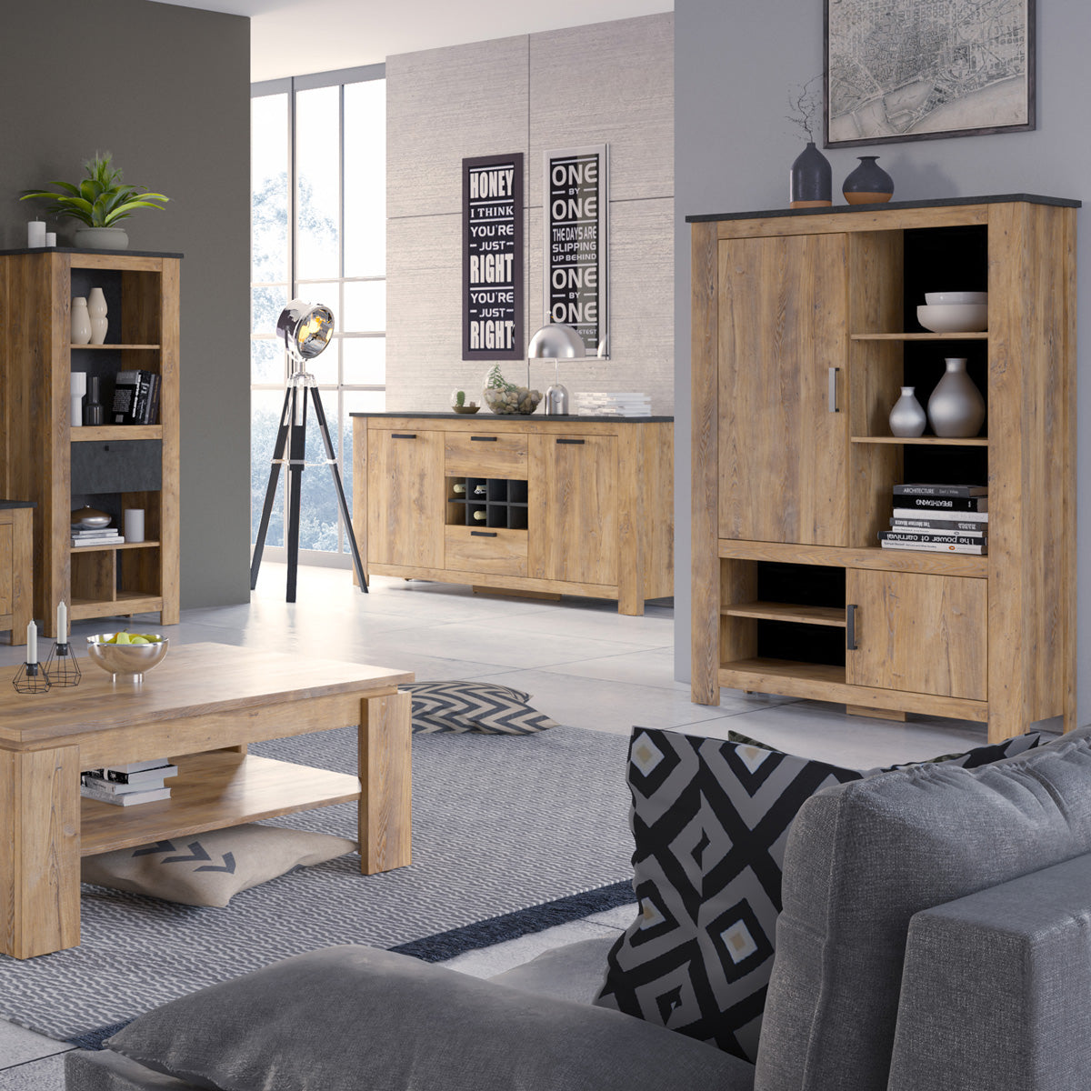 Wooden TV Stand 138cm Wide With 1 Door And Open Shelf - Rapallo