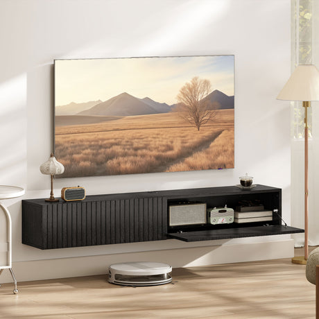 Wooden TV Stand 140cm Wide Wall Hung - Velmora