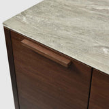 Wooden TV Stand 140cm Wide With Marble Effect Glass Top And 2 Doors 2 Drawers - Willow