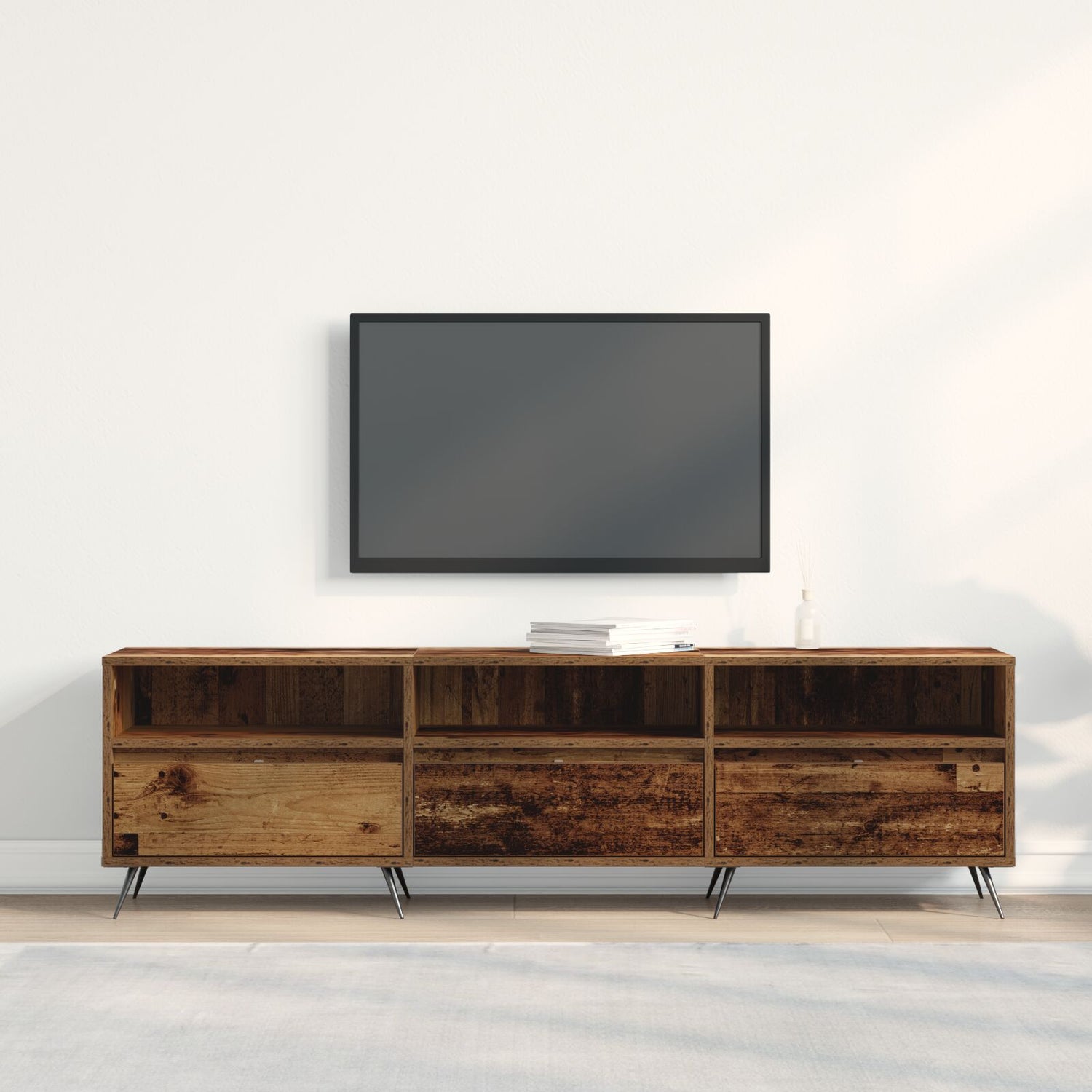 Wooden TV Stand 150cm Wide With 3 Doors - Vantage Home