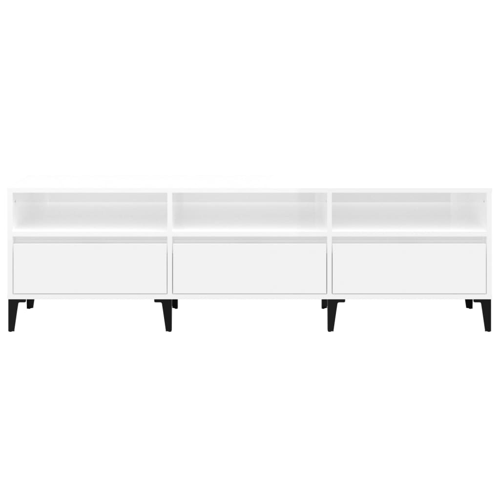 Wooden TV Stand 150cm Wide With 3 Flap Doors - Vantage Home