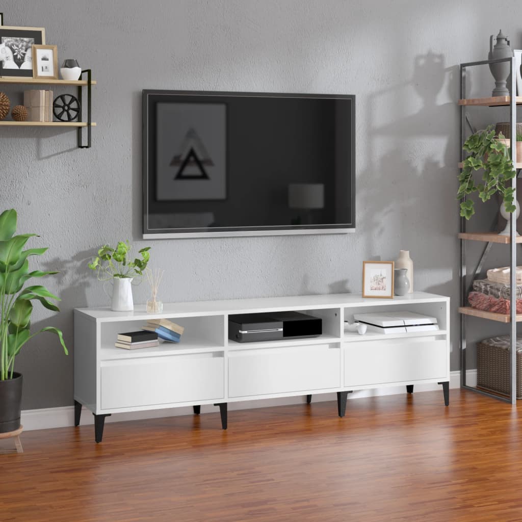 Wooden TV Stand 150cm Wide With 3 Flap Doors - Vantage Home
