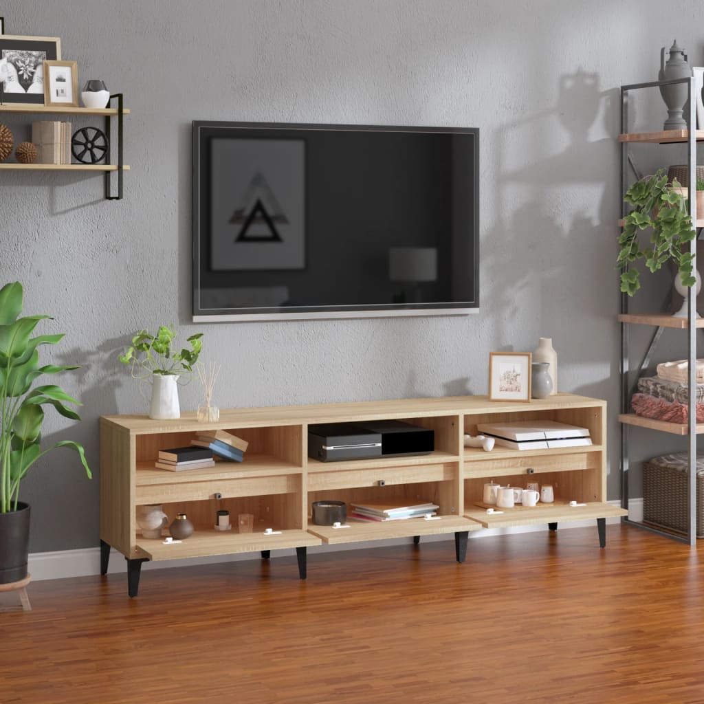 Wooden TV Stand 150cm Wide With 3 Flap Doors - Vantage Home