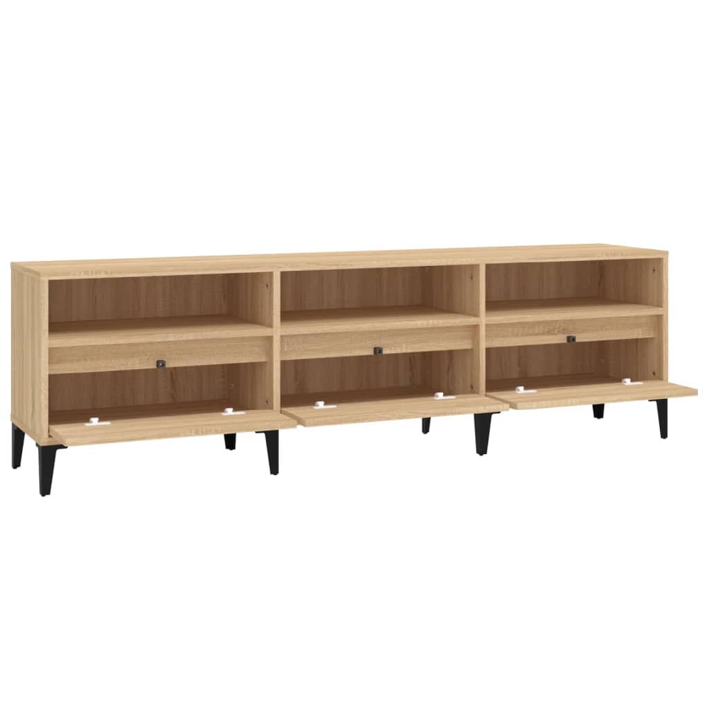 Wooden TV Stand 150cm Wide With 3 Flap Doors - Vantage Home