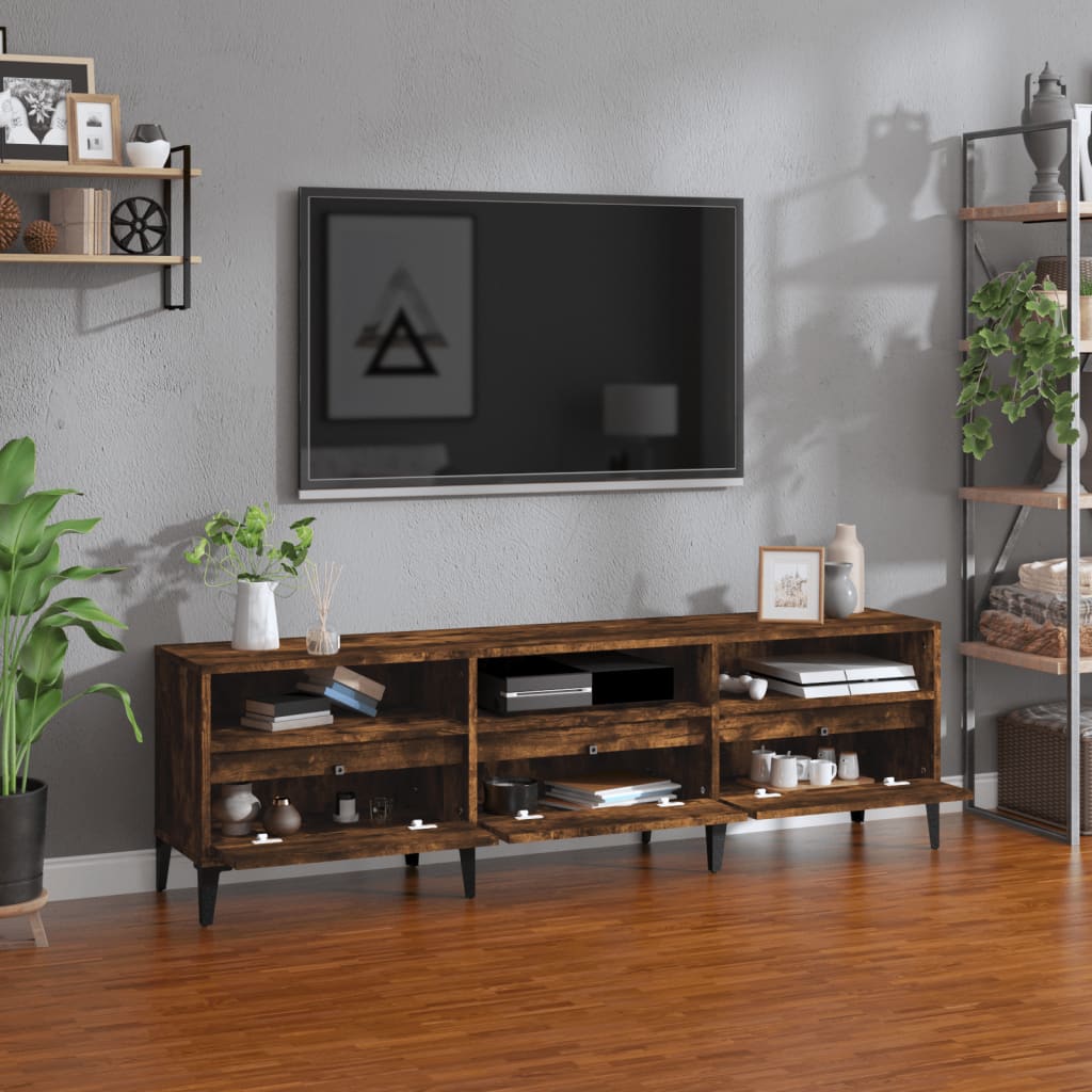 Wooden TV Stand 150cm Wide With 3 Flap Doors - Vantage Home