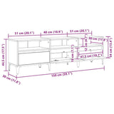 Wooden TV Stand 150cm Wide With 3 Flap Doors - Vantage Home