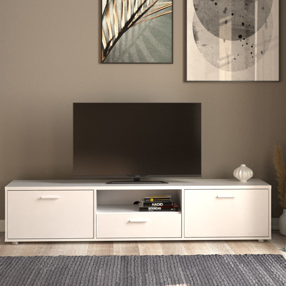 Wooden TV Stand 177cm Wide With 2 Doors And 1 Drawer - Media