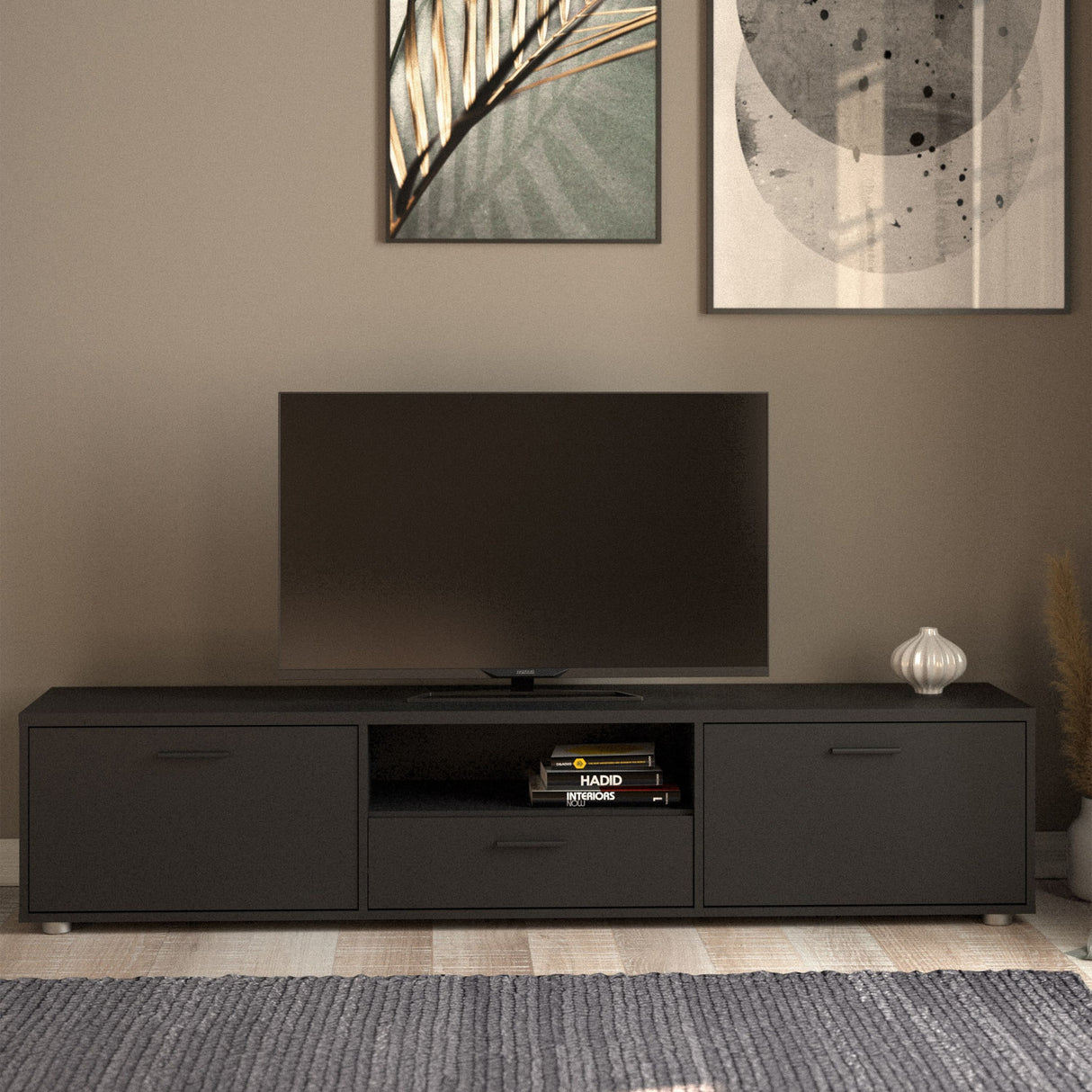 Wooden TV Stand 177cm Wide With 2 Doors And 1 Drawer - Media