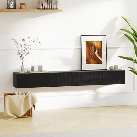 Wooden TV Stand 180cm Wide Wall Hung - Velmora