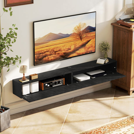 Wooden TV Stand 180cm Wide Wall Hung - Velmora