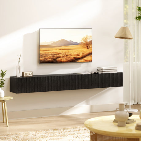 Wooden TV Stand 180cm Wide Wall Hung - Velmora