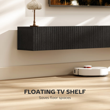 Wooden TV Stand 180cm Wide Wall Hung - Velmora