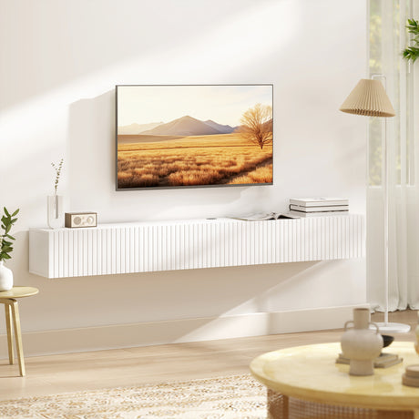 Wooden TV Stand 180cm Wide Wall Hung - Velmora