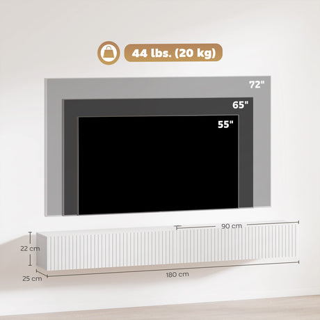 Wooden TV Stand 180cm Wide Wall Hung - Velmora