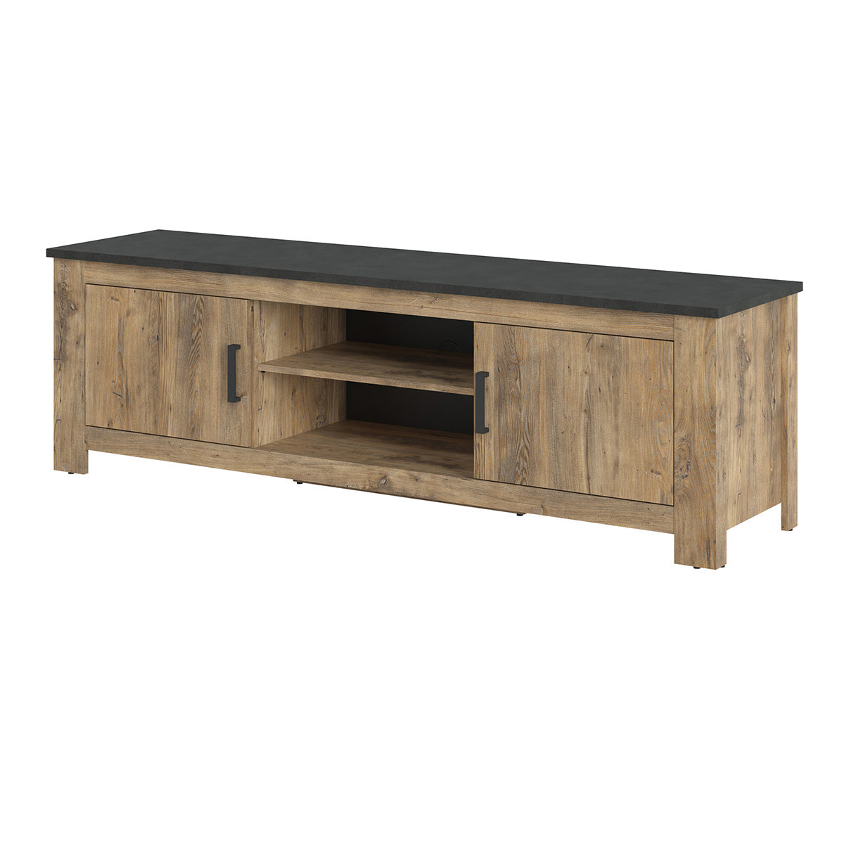Wooden TV Stand 189cm Wide With 2 Doors And Open Shelf - Rapallo