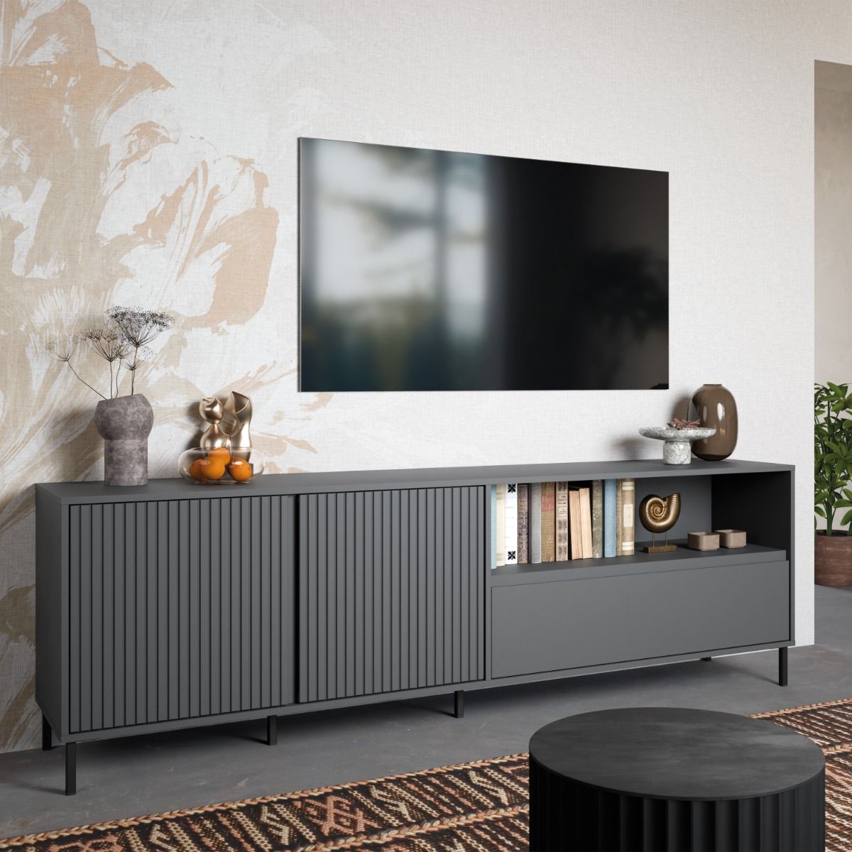 Wooden TV Stand With 2 Doors And 1 Drawer - Avenale