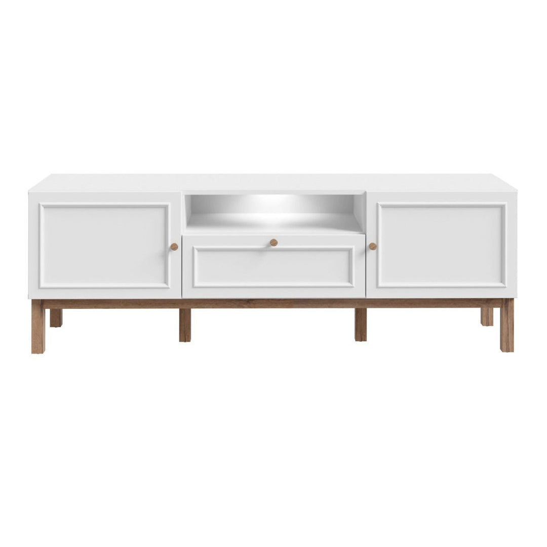 Wooden TV Stand With 2 Doors And 1 Drawer Inc. LED Lights - Wensley