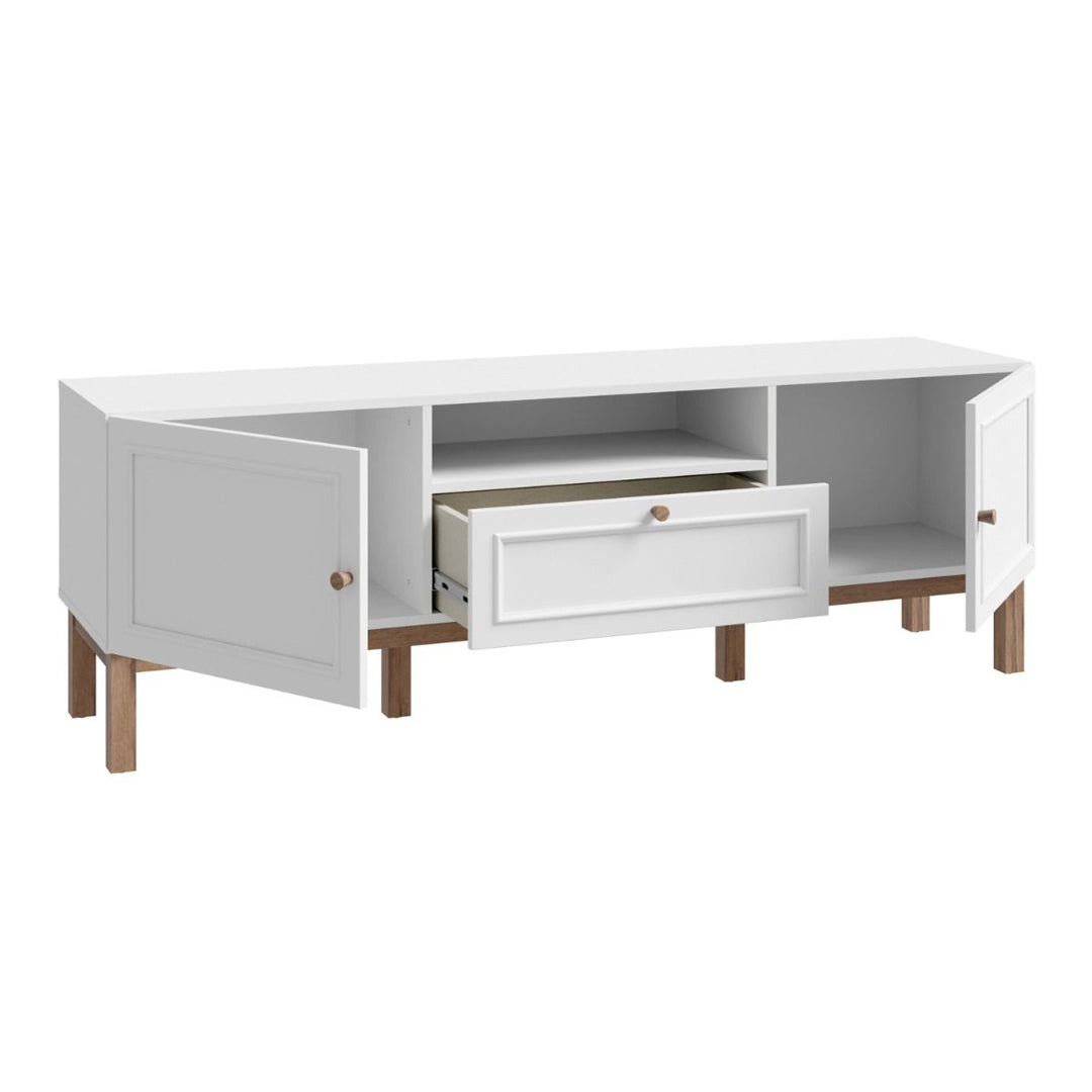Wooden TV Stand With 2 Doors And 1 Drawer Inc. LED Lights - Wensley