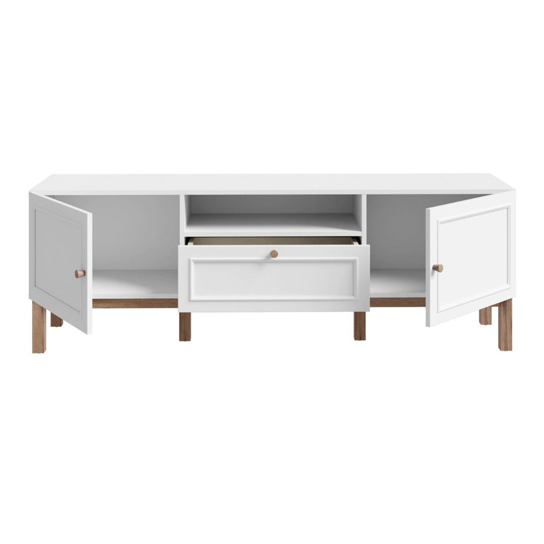 Wooden TV Stand With 2 Doors And 1 Drawer Inc. LED Lights - Wensley