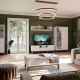Wooden TV Stand With 2 Doors And 1 Drawer Inc. LED Lights - Wensley