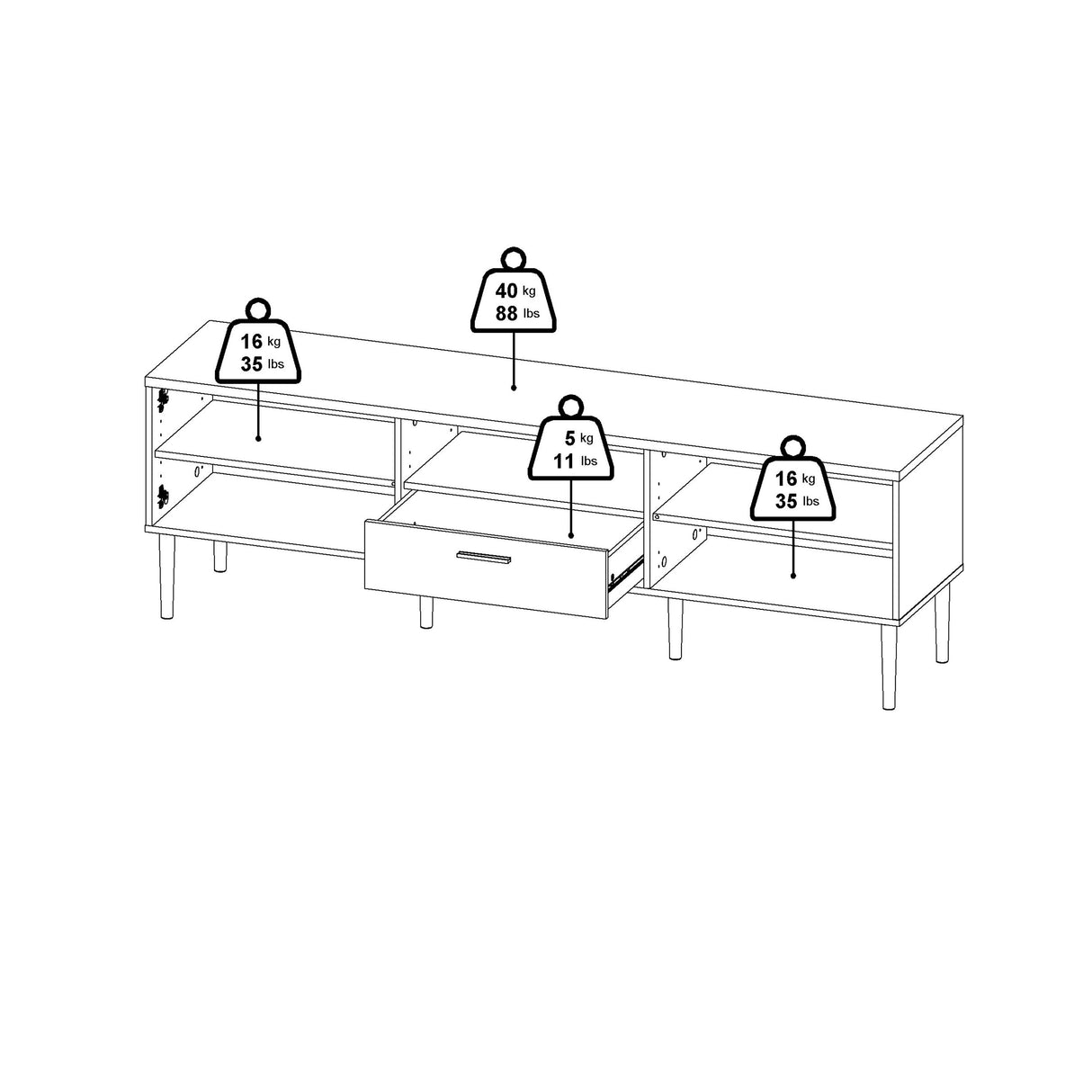 Wooden TV Stand With 2 Doors And 1 Drawer - Media