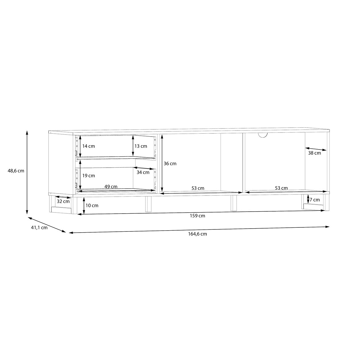 Wooden TV Stand With 2 Doors And 2 Drawers - Sali