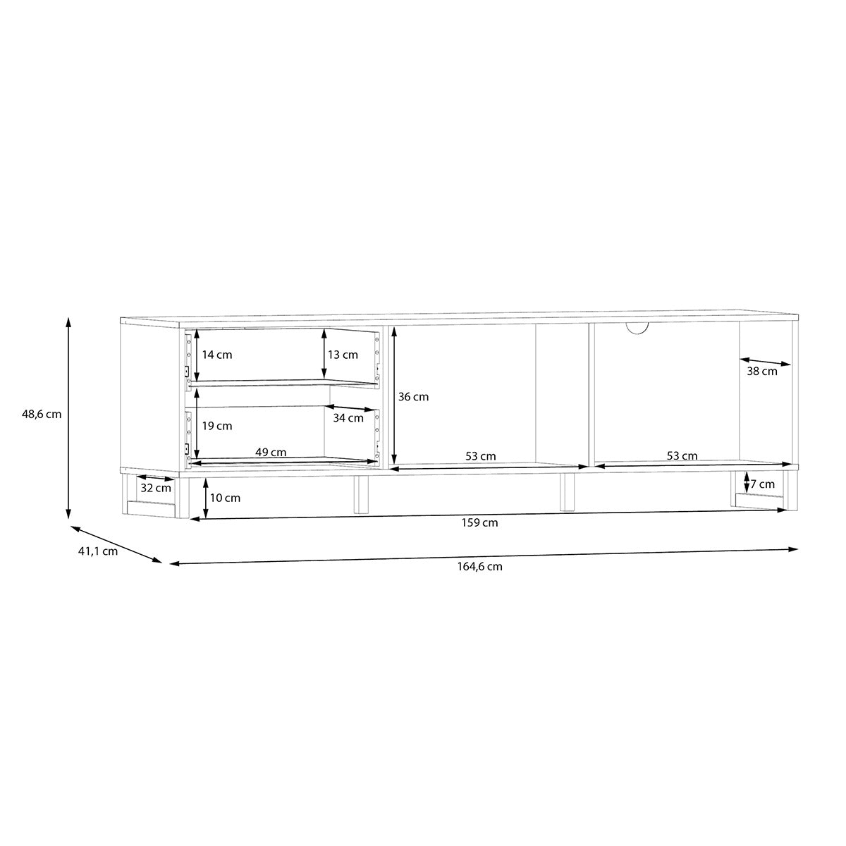 Wooden TV Stand With 2 Doors And 2 Drawers - Sali