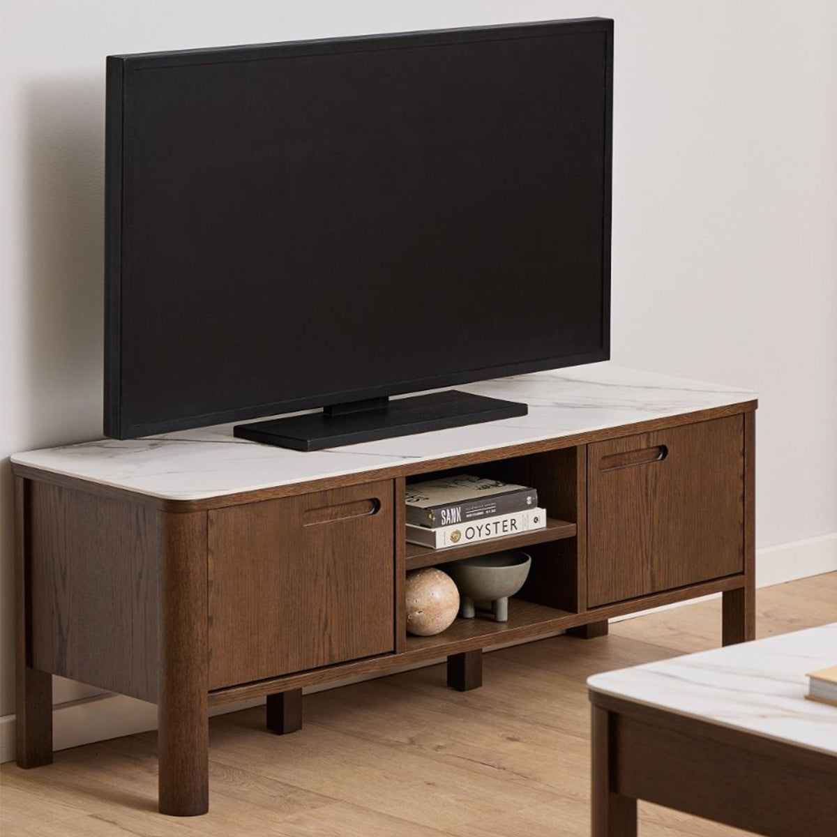 Wooden TV Stand With 2 Doors And Ceramic Top - Southampton