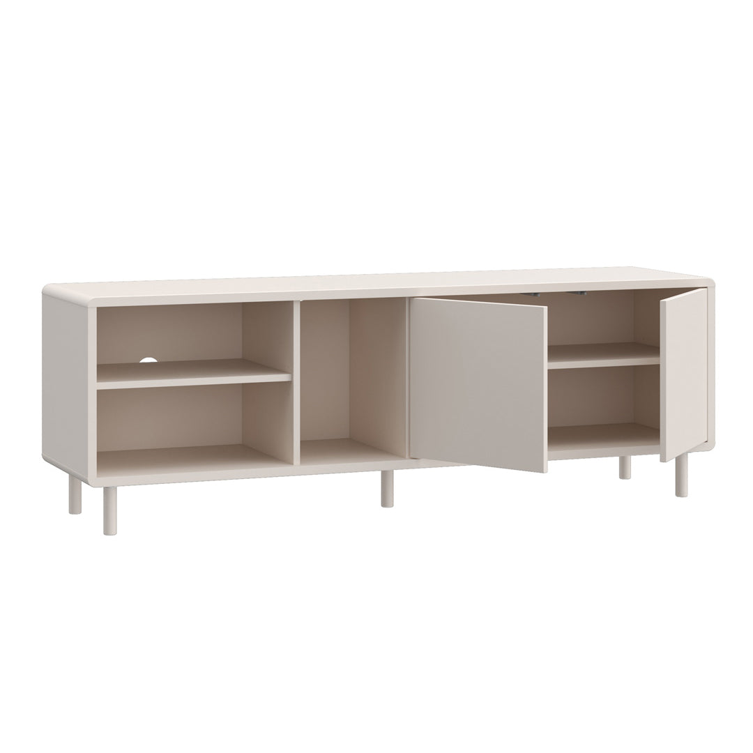 Wooden TV Stand With 2 Doors And Open Shelves - Playly