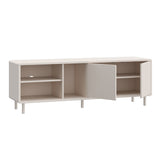 Wooden TV Stand With 2 Doors And Open Shelves - Playly