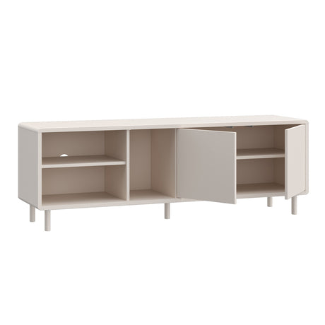 Wooden TV Stand With 2 Doors And Open Shelves - Playly