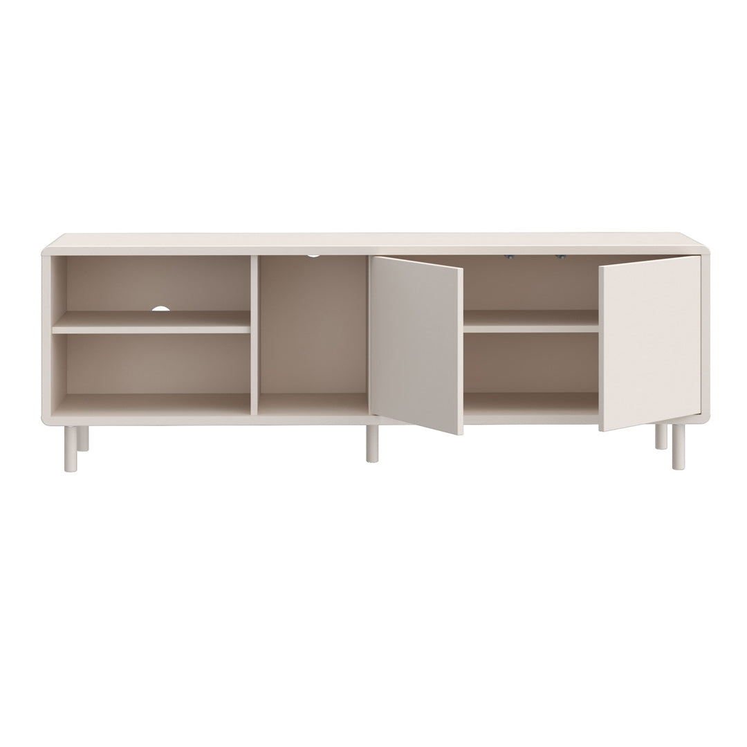 Wooden TV Stand With 2 Doors And Open Shelves - Playly