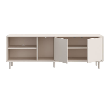 Wooden TV Stand With 2 Doors And Open Shelves - Playly